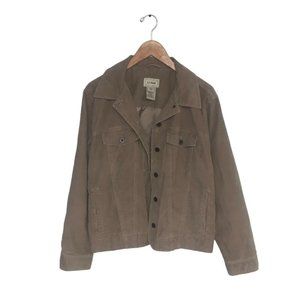 L.L. Bean Jacket Women’s Size Medium Tan Brown‎ Corduroy Denim Button Vintage